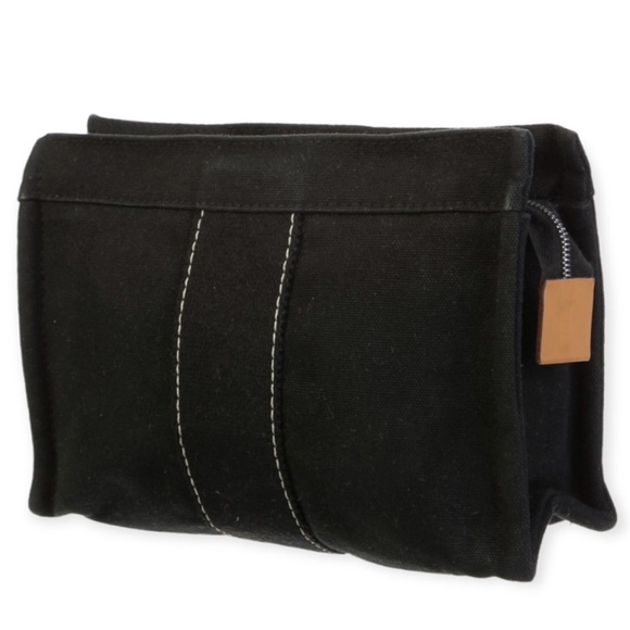 HERMÈS Cosmetic Pouch Toile Fourre-Tout Make Up Bag Black Canvas - Picture 13 of 13